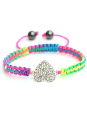 Multi Farbe Kristall Herz Freundschaft Armbänder Farbe Silber Schnur Boden
