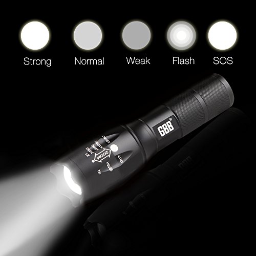 GBB Taschenlampe LED 1000 Lumen Cree LED Superhelle Power Lampe, schwarz - 6