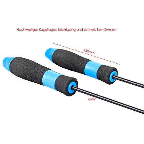 BAYTTER® Springseil Jump Rope für Fitness Bodybuildung Sport Freizeit, Zusatzgewichte (wählbar), Seil einstellbar / nicht verstellbar 2,8 Meter, Holzgriffe / PP Griffe (wählbar) mit Kugellager - 5