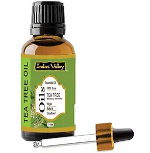 Indus Valley 100% Pure Natural & Organic, Undiluted Tea Tree Essential Oil with Therapeutic Grade & Glass Dropper for Skin, Hair Care -15ml