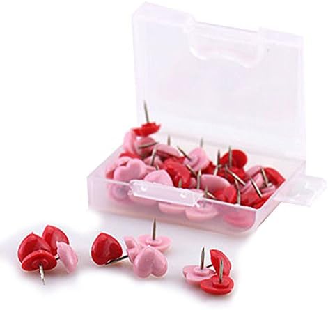 Egnara Heart shape 50pcs Plastic Quality Cork Board Safety Colored Push Pins Thumbtack Office School Accessories Supplies (Pink and Red mix)