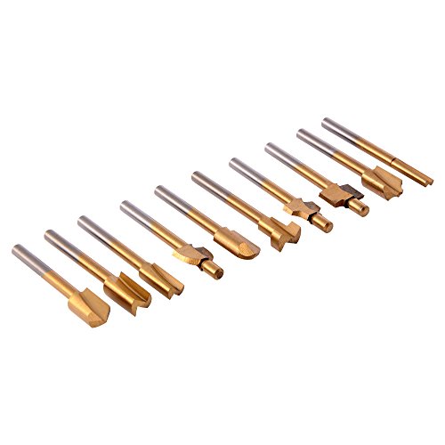 XCSOURCE® 10 Stück HSS Routing Fräser Titan überzogen Passend Dremel Gravieren Gravur Holzverarbeitung Set BI449 - 2