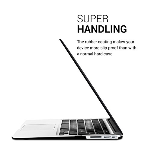 kwmobile Hardcase Laptop Hülle für Apple MacBook Air 13″ (ab Mitte 2011) – Don’t touch my Mac Design Weiß Schwarz dünne gummierte Schutzhülle Cover Case Tasche - 3