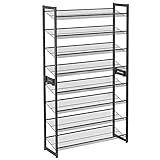 SONGMICS Étagère à Chaussures de 8 Niveaux, Ensemble de 2 étagères de chaussures Empilable de 4 Niveaux, Étagère de Rangement en Métal, Étages réglables, Noir LMR08B