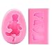 Produktbild prokitchen klein Baby Füße Fondant Formen Silikon Fußabdruck Form für Baby-Dusche Kuchendeko, mit Schlafendes Baby Fondant Form Set von 2 (Pink)