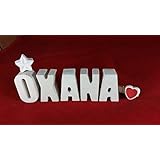 Beton, Steinguss Buchstaben 3 D Deko Schriftzug Namen OXANA als Geschenk verpackt! Ein ausgefallenes Geschenk zur Geburt, Taufe, Geburtstag oder auch zu anderen Anlässen.