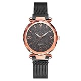 Knowin Uhren Mode Einfache und einfache Skala Stern Sky Dial Mesh mit Quarz Damen Uhr mit Batterie Edelstahlband Analog Quarz Uhr Elegant, Schön und Liebenswert Watch