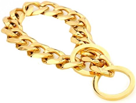 19mm Full Gold Curb Cuban Link 316L Stainless Steel Dog Choke Chain Collar Pet Necklace Leash 12"-34" (12inch Chain(Suggest Dog Neck 8inch))