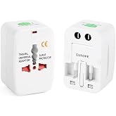 Evrensel Seyahat Adapt&ouml;r&uuml;, Priz &Ccedil;evirici D&ouml;n&uuml;şt&uuml;r&uuml;c&uuml;, 150+ &Uuml;lke Uyumlu, Tip A/B/C/G/I, Beyaz, Kompakt Tasarım, 110V 250V Uyum