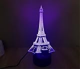 SmartEra® 3D optische Täuschung Eifelturm Beleuchtung Nacht 7 Farbwechsel USB Touch Taste LED Schreibtisch Tabellen Licht Lampe Tischleuchte