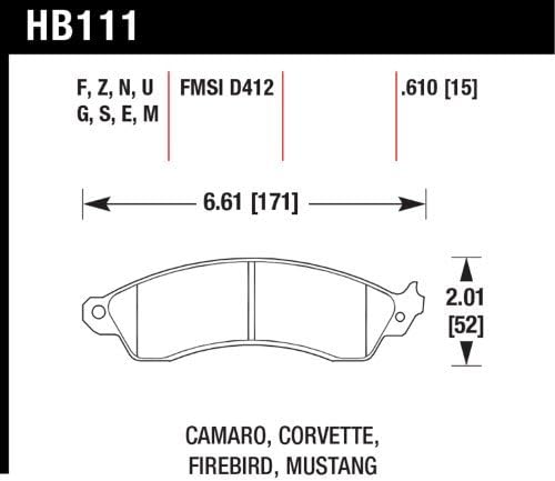 Hawk Performance HB111E610 Brake Pads Blue 9012 Camaro