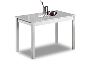 ASTIMESA Mesa de Cocina Fija de 90x50 con Tapa de Cristal Gris