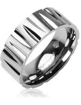 Paula & Fritz® Titan Ring silber Tribal Faceted verfügbare Ringgrößen 47 (15) – 72 (23) R-TI-0321