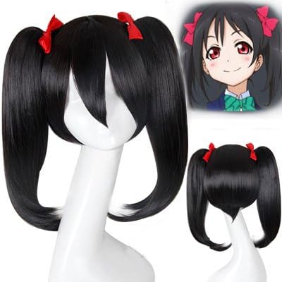 Wig COS Japan cartoon vector zenike/trim asymmetrical black pigtails
