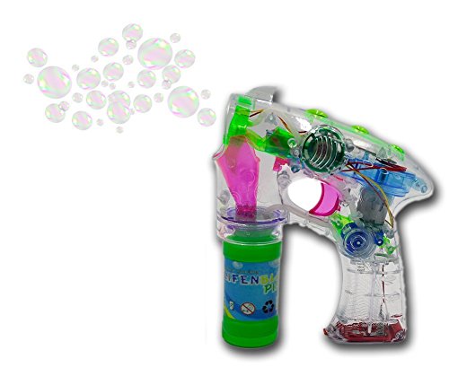 Brigamo 4 x Seifenblasenpistole mit Seifenblasen Nachfüllflasche, inkl. LED Licht & OHNE nervigen Sound ☀ - 2