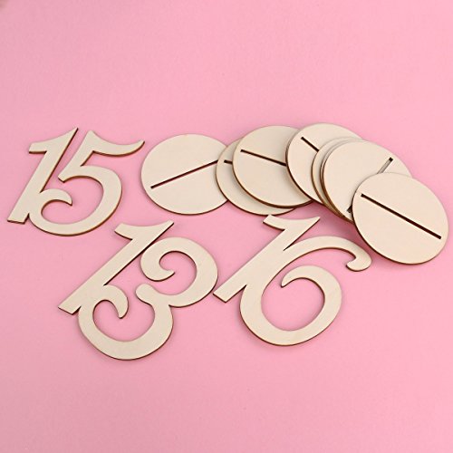 Pixnor Hochzeit Tisch Holz-Nummer mit Base 10,2 x 10cm 11-20 - 4