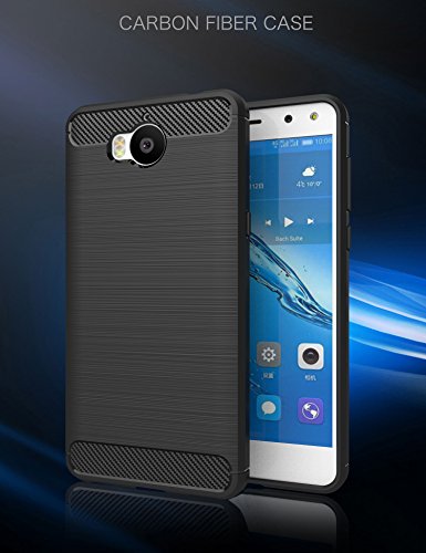 Huawei Y6 2017 Funda  SMTR Cubierta Delgado material de silicona Funda Protective Case Cover  Dise  o durable   M  xima protecci  n contra golpes   1 film Protector de pantalla para Huawei Y6 2017 - negro