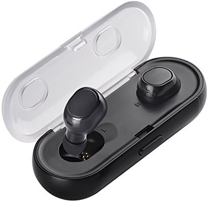 Mini Bluetooth Earpiece Hifi Sound Noise Cancelling True Wireless Earphones V4.2 Stereo Build-in Mic Headphones with Charging Box Apt-X Support for Iphone Samsung Android Black