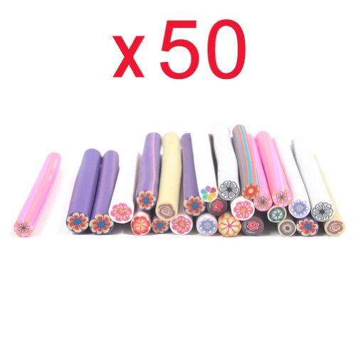 Five Season 50pcs 3D Nail Art Manicure Flower Fimo Canes Sticks Gel Tips Deco