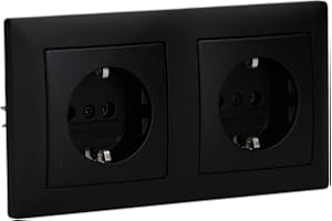 Busch-Jaeger Busch-balance SI Set: 2x 20 EUC-915 Steckdose + 1722-915 2-fach Rahmen Schwarz Matt