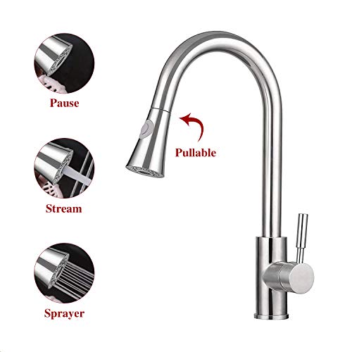 Rubinetto Miscelatore Per Lavello Da Cucina Con Doccetta Estraibile, Rubinetto Per Lavabo Da Cucina Monocomando, Miscelatore Cucina, Cromato