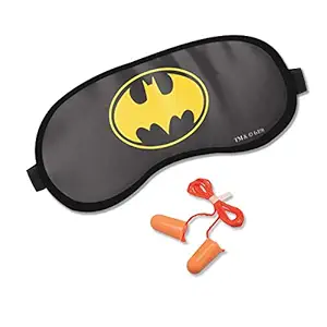 MC SID RAZZ DC Comics -Batman Sleep Eye Mask, Comfortable & Super Soft Sleeping Mask with Ear Plugs for Travel Naps- Official Licensed Warner Bros, USA