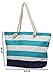 Beach Bag With Inner Zipper Pocket - Medium Sized Mesh Cotton Striped Tote Bag (54cm X 40cm) By Kurtzy RS.499.00