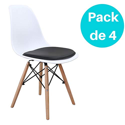 Woopi Lote de 4 sillas de Comedor Tower con Cojines en Color Negro