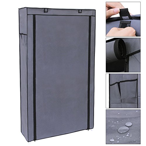 Songmics XXL 10 Schicht staubdichtes Schuhregal für ca. 45 paar Schuhe Schuhschrank Schuhablage 88 x 28 x 160 cm grau RXJ36G - 5