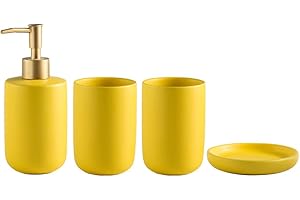 XUDREZ Set di accessori per il bagno, set di accessori da bagno in ceramica di lusso, portasapone per il controsoffitto del bagno della casa, dell'hotel e del bagno (set di 4 pezzi)