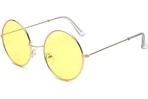 ALWAYSUV Okrągłe, małe, płaskie okulary przeciwsłoneczne, metalowe, w stylu vintage, hipisowskie, dla kobiet/mężczyzn