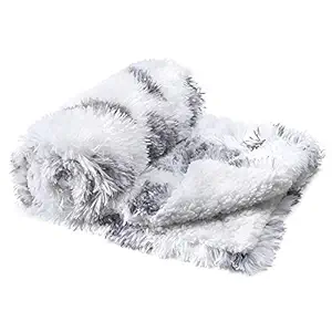 JOYFEEL Super Soft Dog Blanket for Small Dogs Pet Cats Puppy Snuggle Blankets Couch/Bed Covers, Fluffy Plush Faux Fur Reversible White Throw with Warm Paw Print Velvet & Sherpa