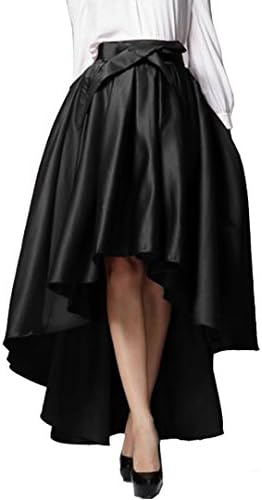 Choies Women's Black Bowknot Waist Pleated Hi-Lo Midi Skater Skirt 10