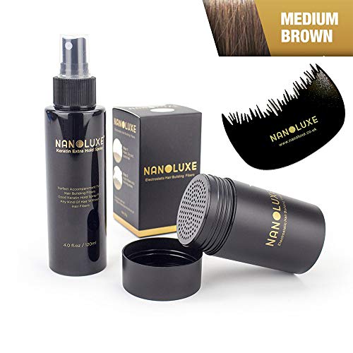 nanoluxe color marrón medio pelo Fibras 25 G & Hold Spray 120 ml