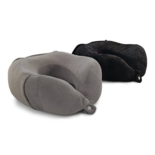 Nackenkissen von evo-cative – anschmiegsamer Memory-Schaum – Nackenhörnchen mit integrierter Handytasche und Aufbewahrungstasche (Grau) - 8