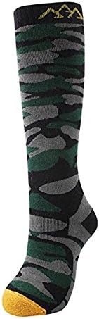 Ski Socks,Men Knee-High Camo pattern Socks For Skiing, Dry fast ,Keep Warm In Winter Sports Green