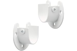 SAYAYO Soporte Barra Cortina, Soporte Barra Armario Blanco Techo Pared 28mm Diámetro 2 Piezas Acero Inoxidable Forma de U Soporte de Barra de Cortina para Armario, Ducha, EFL8001UW-2P