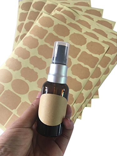 erioctry - Confezione da 6 fogli di etichette adesive in carta kraft, dimensioni assortite, per bottiglie di olio, barattoli, contenitori per alimenti, 192 pezzi