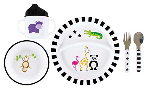 KIndergeschirr Set Safari Kunststoff 5-teilig von JaBaDaBaDo