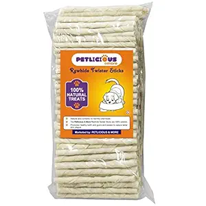 PETLICIOUS & MORE Adult Natural Twisted Rawhide Chew Sticks, Beef (1000 Gm)