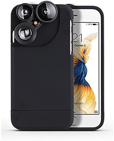 NBHH 4 in 1 Camera Lens Kit with iPhone 6 6s 3D Case, Rotation to Switch the Lens, Fish Eye Lens / Macro Lens / Wide Angle Lens / Telephoto Lens (4.7"Black)