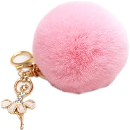 Cute Pom Pom Dancer Fluffy Keychain Keyring Purse Bag Pendant Decor Accessory (Color 01)