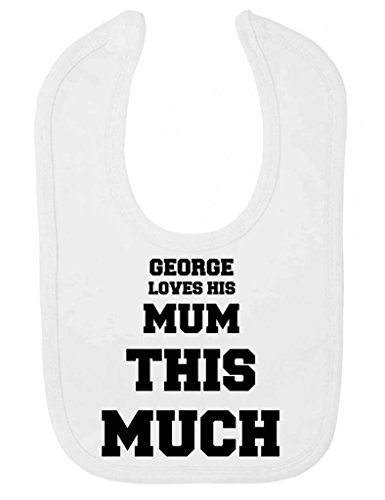 Personalised Name Loves His Mum This Much Cute Custom Mother's Day Gift Velcro Fastening Baby Bib