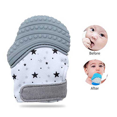 Teething Mitten, Womdee Baby Silicone Teether Glove - Ideal Teething Toys for Baby Shower Gift - Provide Protection Your Baby's Small Tender Hands