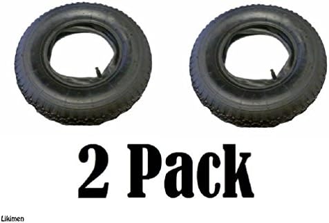2 X 4.80 4.00 - 8 Tyre &amp; Innertube Inner Tube Wheel Wheelbarrow Bent Valve