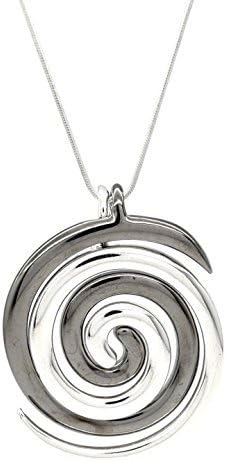 Large / Oversized Black & White (Silver & Hematite Tone) Swirl Fashion Necklace