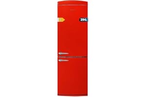 Cecotec Frigorífico Combi 2 Puertas Retro de 294 L Bolero CoolMarket Combi Origin 294 Red E. Altura 190 cm y 60 de Ancho, Total No Frost, Multi Cooling, Ultra Fresh, Convertible Box, Rojo