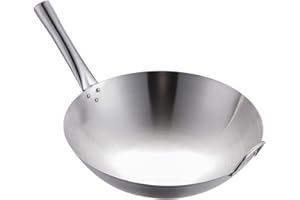 Alipis wok en acier inoxydable poêle à wok poêle wok résistante à lusure poêle plate travailler sur poêle wok robuste wok traditionnel appartement poêle à frire marmite poêle antiadhésive