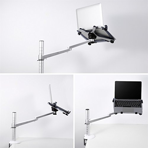 YKS Notebook Laptop Mount Silber Aluminium Universal Drehsystem Metall Skelett Basistabelle Halterung einarmige Monitor Stand OA-1S - 6