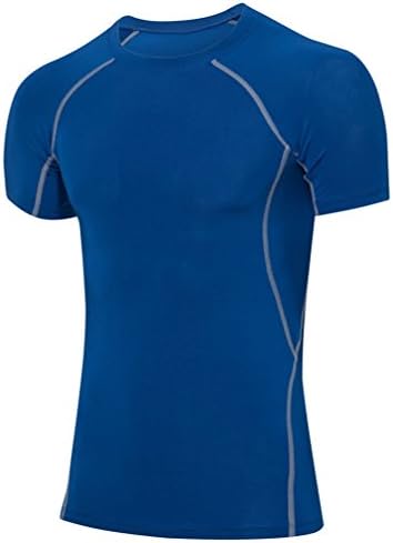 TieNew Men's Fast Dry Sports Compression Shirts V-neck Short-sleeve Workout T-Shirts, Mens PowerLayer Compression Base Layers/Baselayer Top Short Sleeve Under Shirt